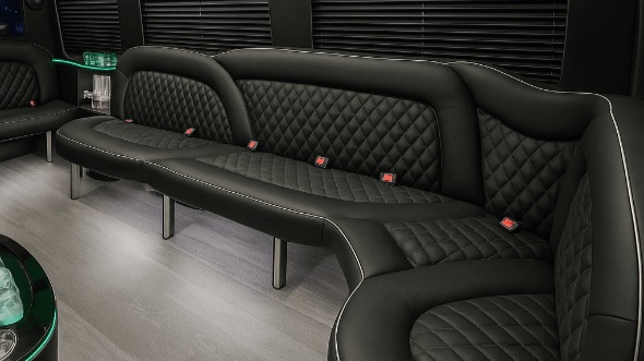 Interior of Hollywood Party Bus Company's 15 Passenger Party Bus in Hollywood