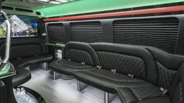 Interior of Charter Bus Company Miami Gardens's 15 Passenger Party Bus in Miami Gardens