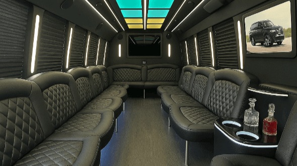 Interior of Charter Bus Company Coral Springs's 20 Passenger Party Bus in Coral Springs