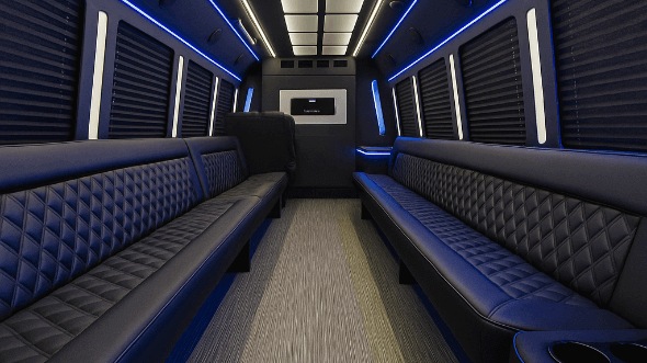 Interior of Charter Bus Company Pompano Beach's 28 Passenger Party Bus in Pompano Beach