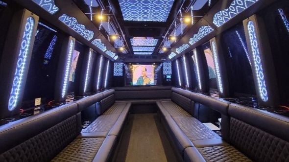 Interior of Charter Bus Company Davie's 30 Passenger Party Bus in Davie