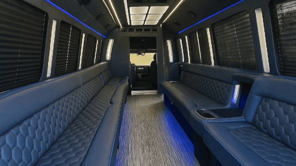 Interior of Charter Bus Company Pompano Beach's 30 Passenger Party Bus in Pompano Beach