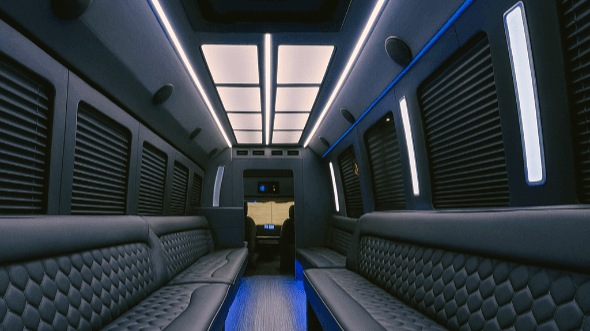 Interior of Charter Bus Company Coral Springs's 40 Passenger Party Bus in Coral Springs