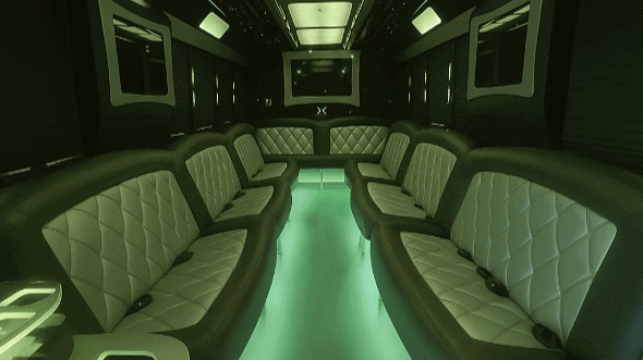 Interior of Charter Bus Company Fort Lauderdale's 40 Passenger Party Bus in Fort Lauderdale