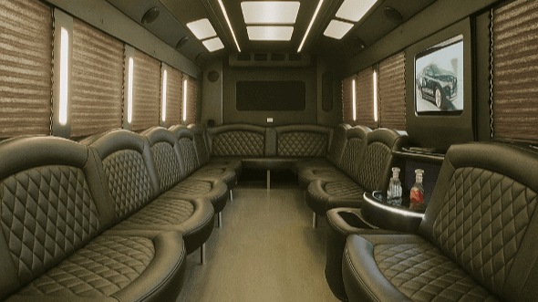 Interior of Hollywood Party Bus Company's 40 Passenger Party Bus in Hollywood