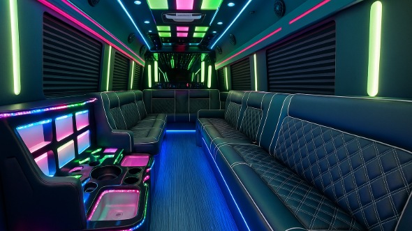 Interior of Charter Bus Company Pembroke Pines's 40 Passenger Party Bus in Pembroke Pines