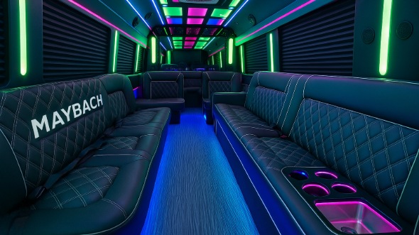hollywood 25 passenger party bus interior